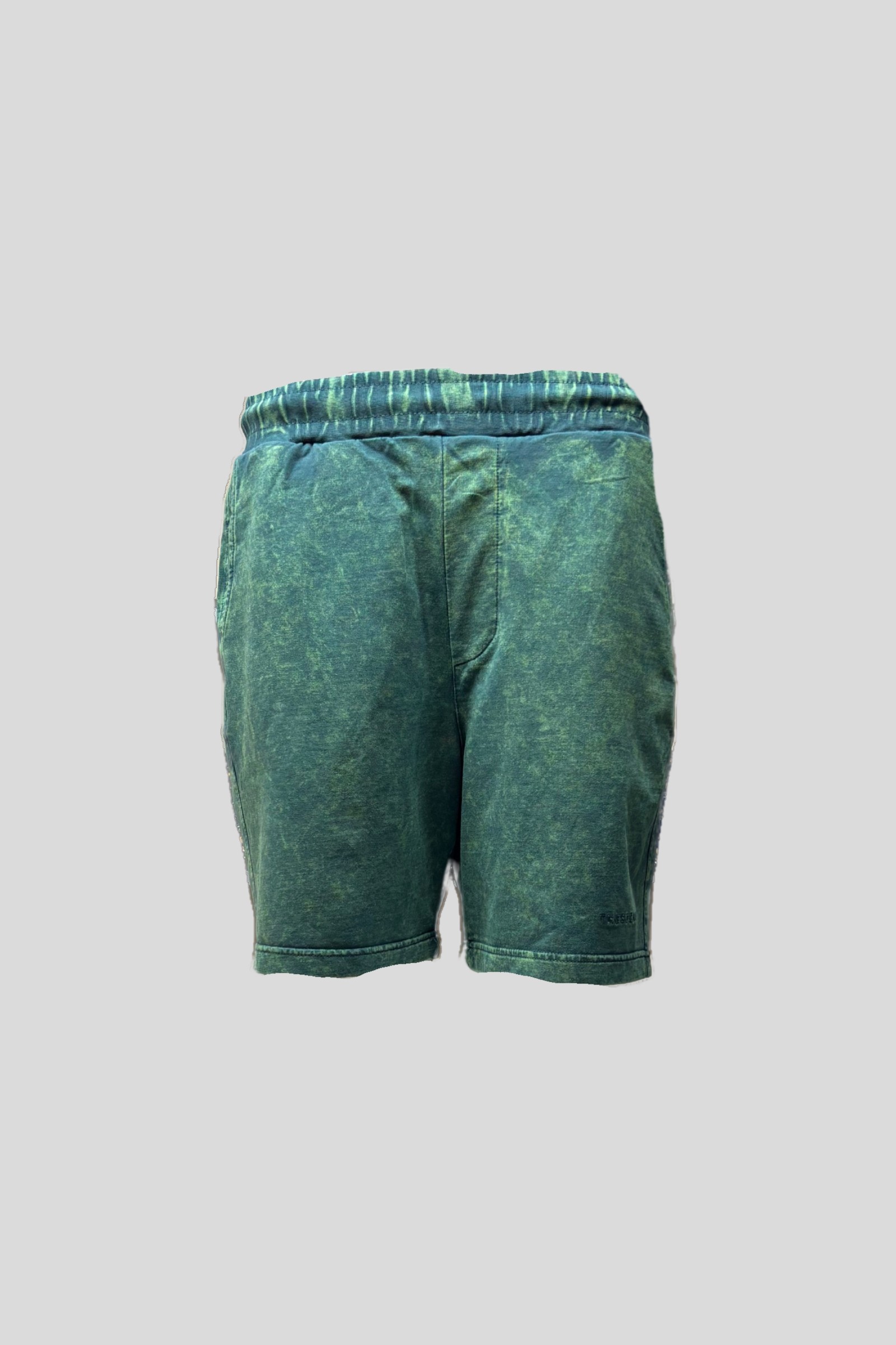 Oil Green Yıkamalı Relax Fit Şort