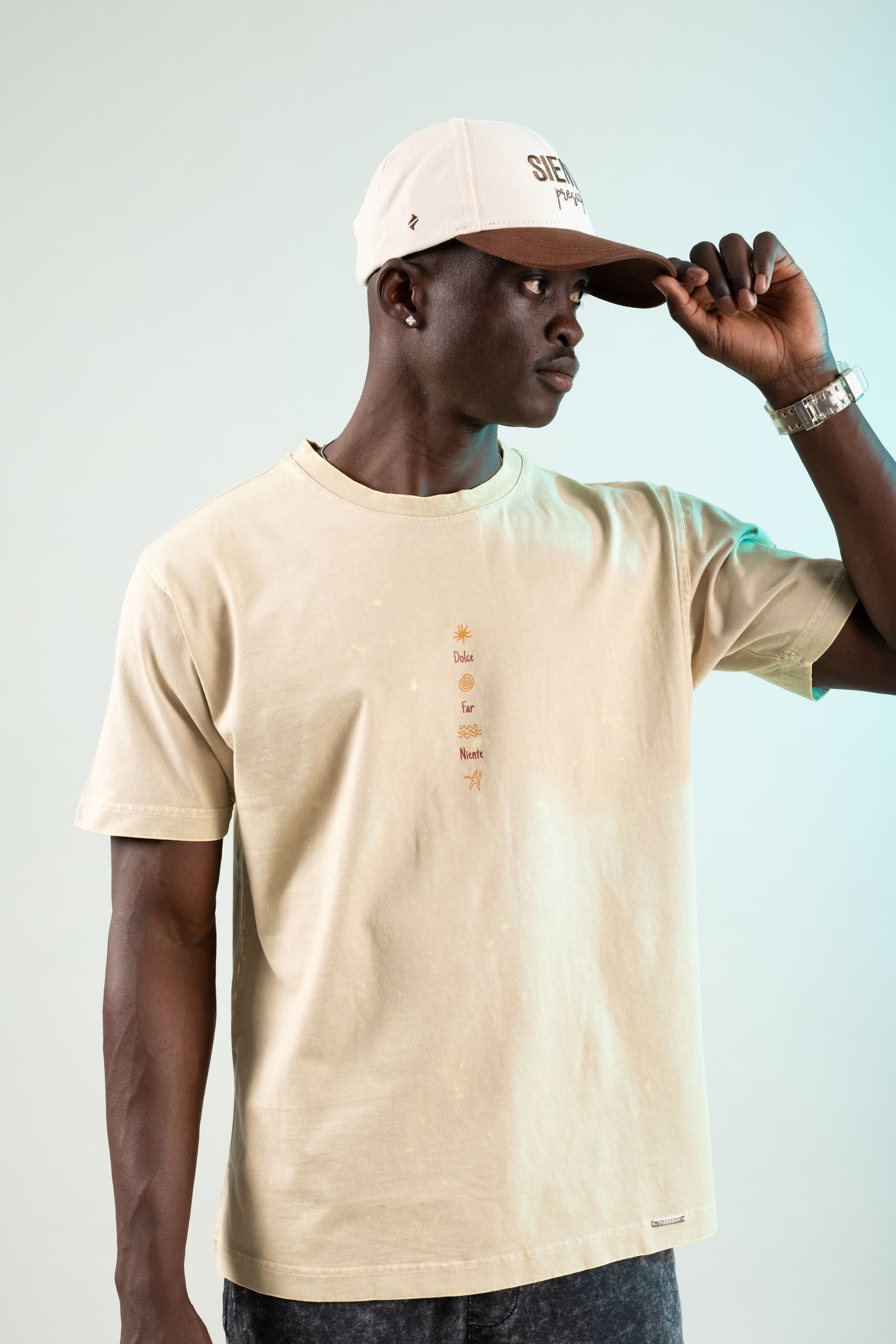 Dolce Far Niente Soft Bej Yıkamalı Oversize Tshirt