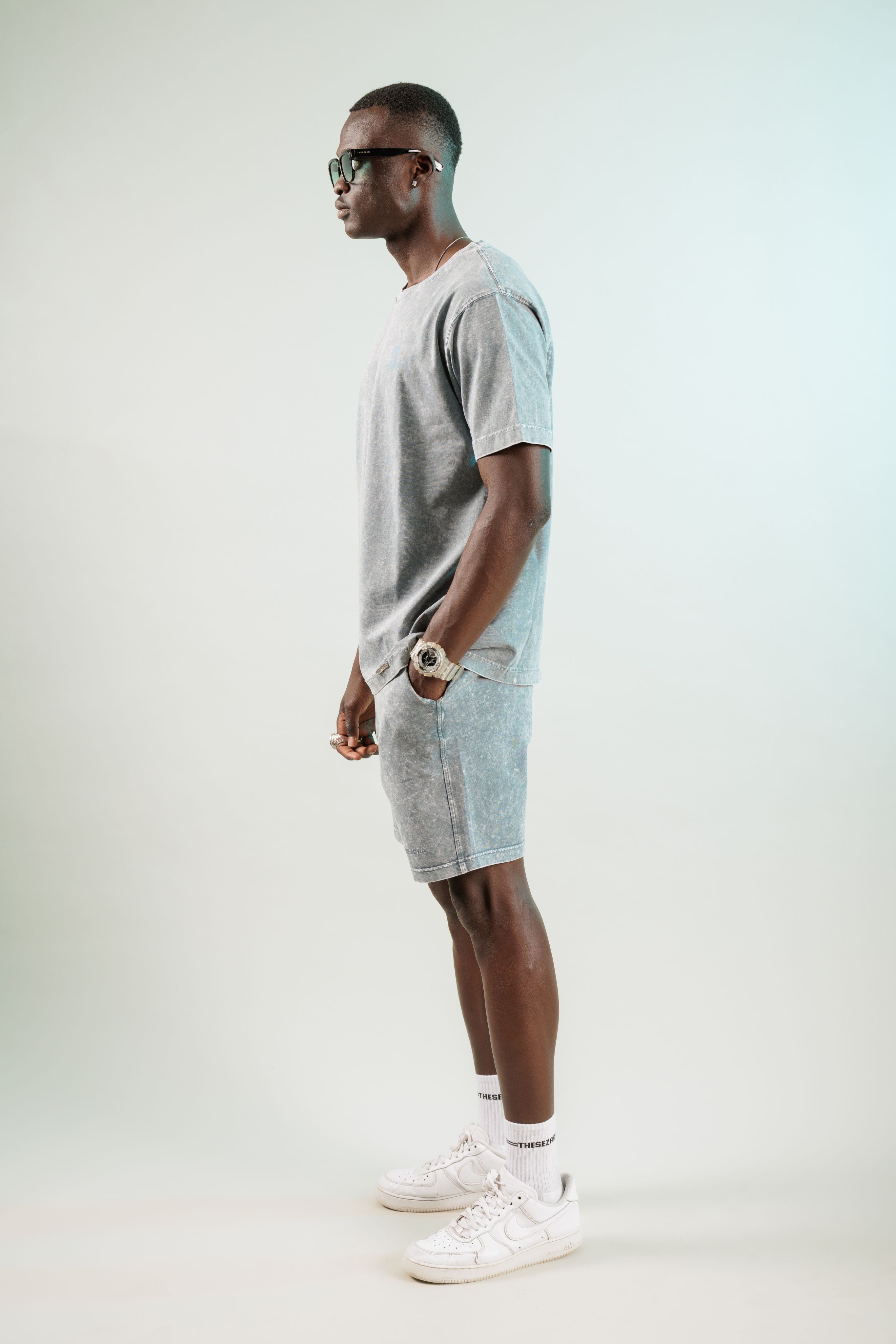 No Rush Just Vibes Antrasit Yıkamalı Oversize Tshirt