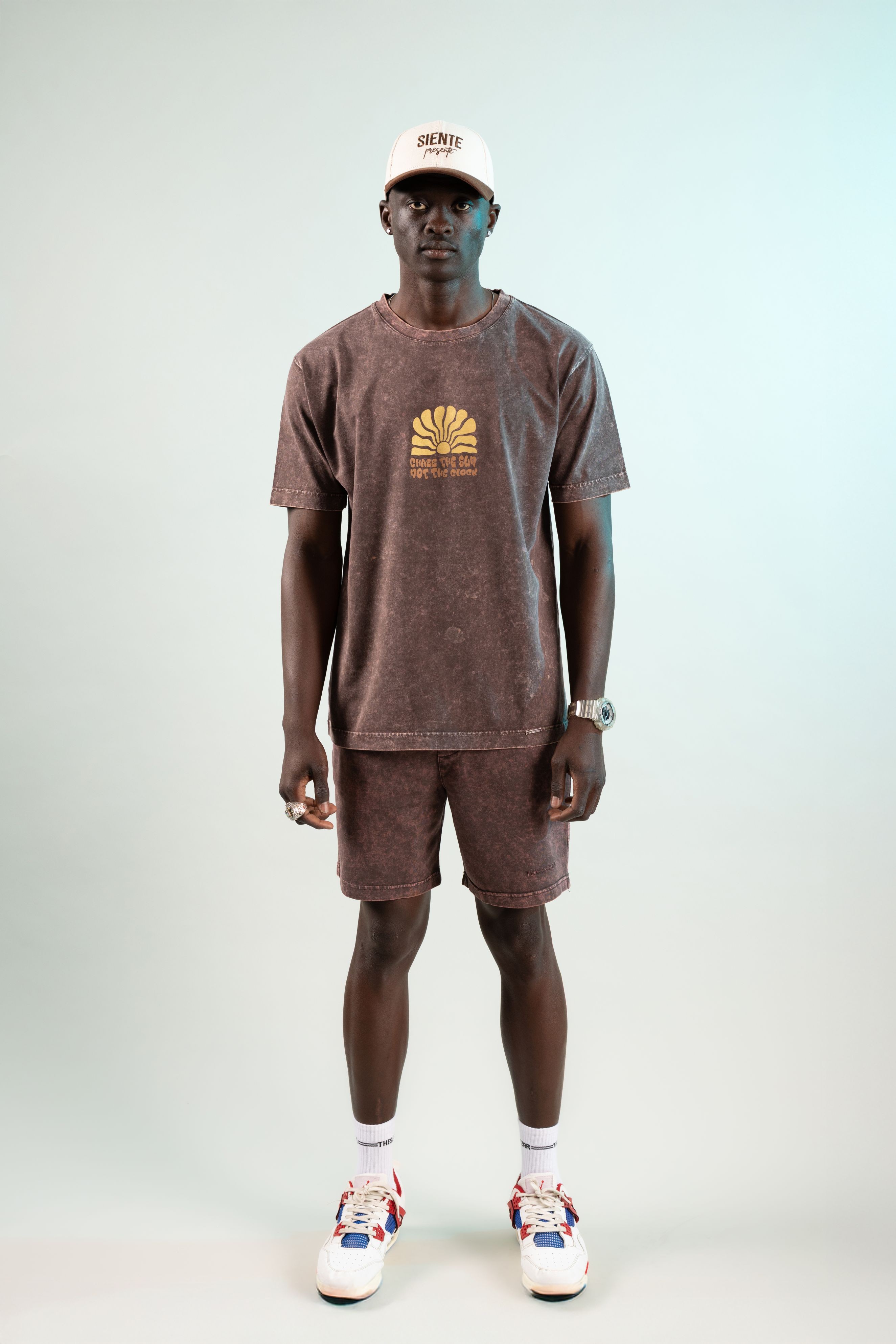 Chase The Sun Oak Coffee Yıkamalı Oversize Tshirt