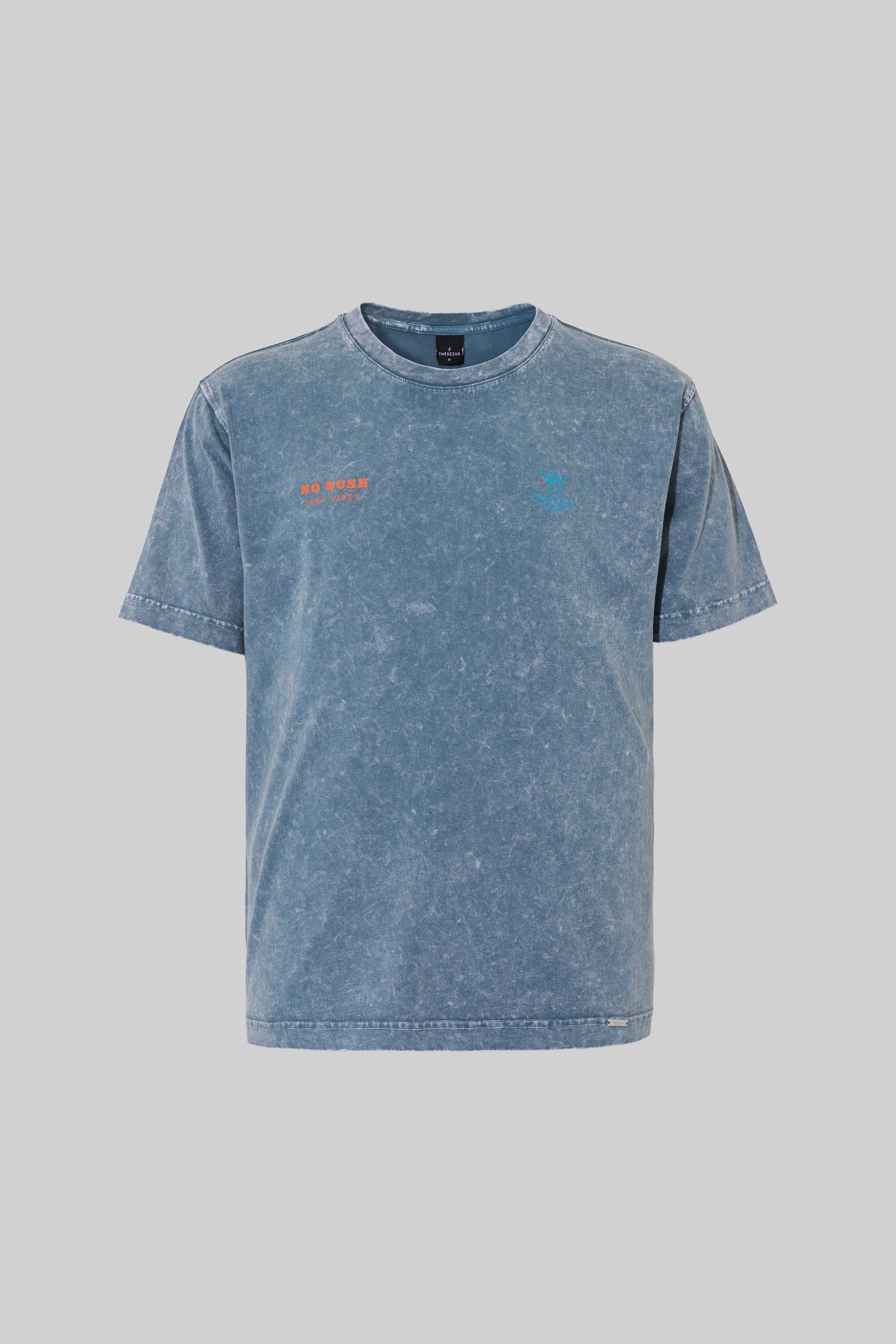 No Rush Just Vibes Antrasit Yıkamalı Oversize Tshirt
