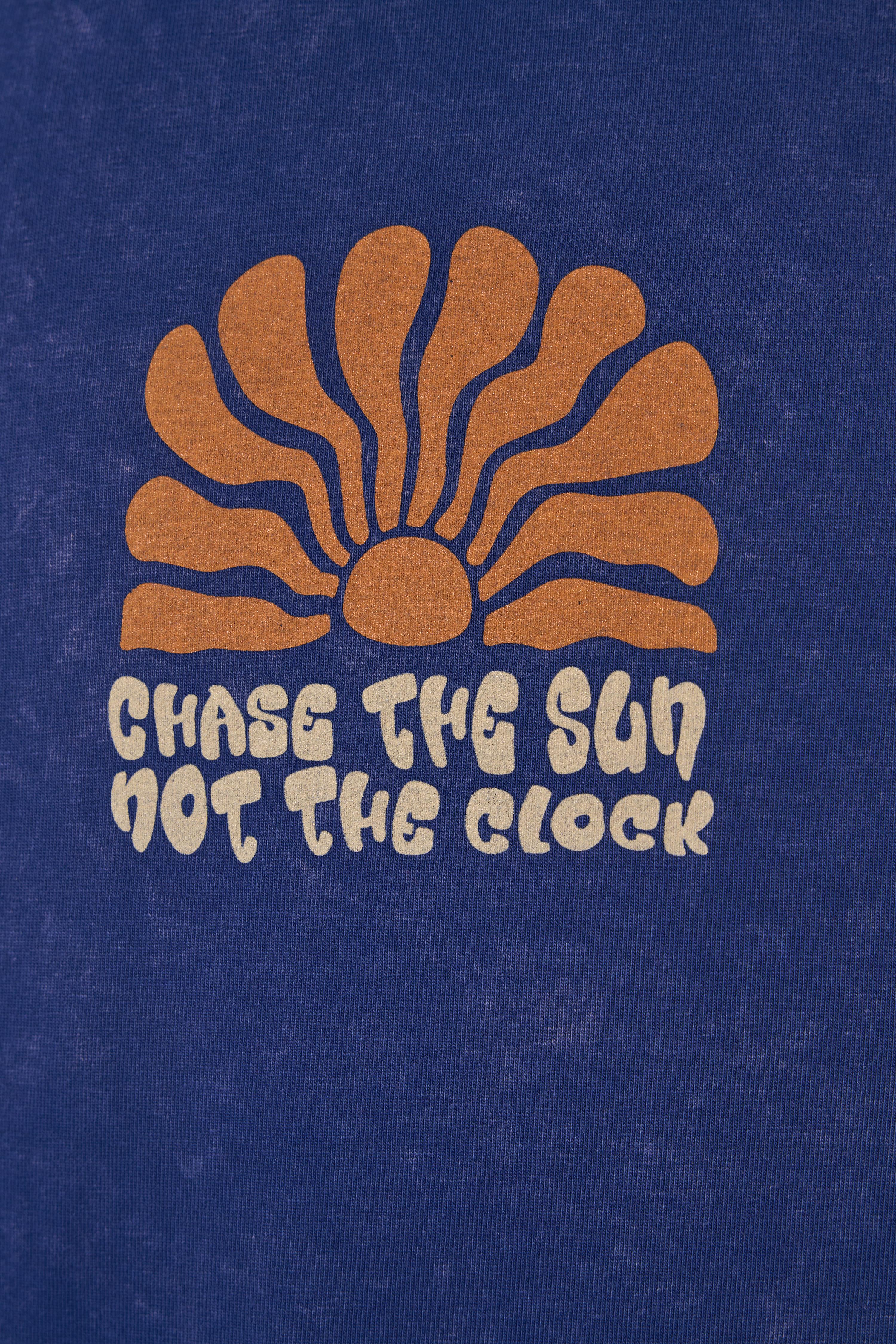 Chase The Sun Midnight Blue Yıkamalı Oversize Tshirt