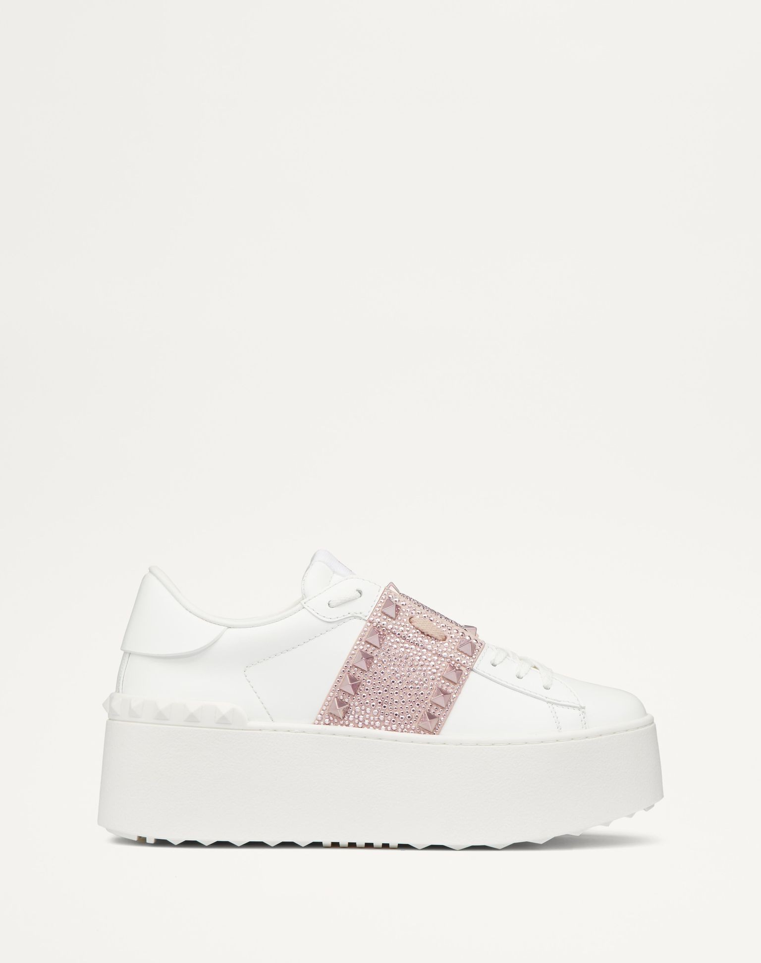 VALENTINO FLATFORM ROCKSTUD UNTITLED SNEAKER IN CALFSKIN WITH MICRO STUDS