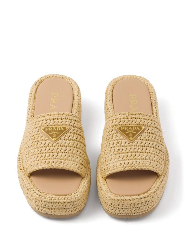 Prada triangle-logo suede slides
