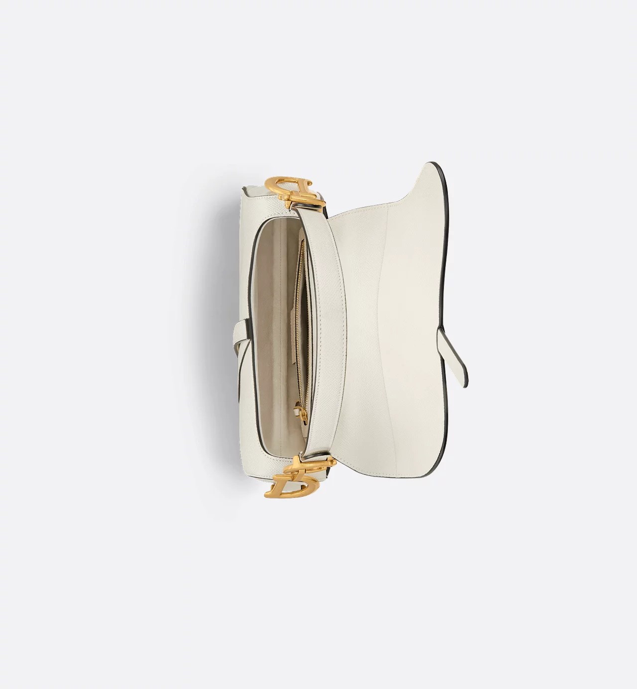 Christian Dior Saddle Bag with Strap Latte Grained Calfskin