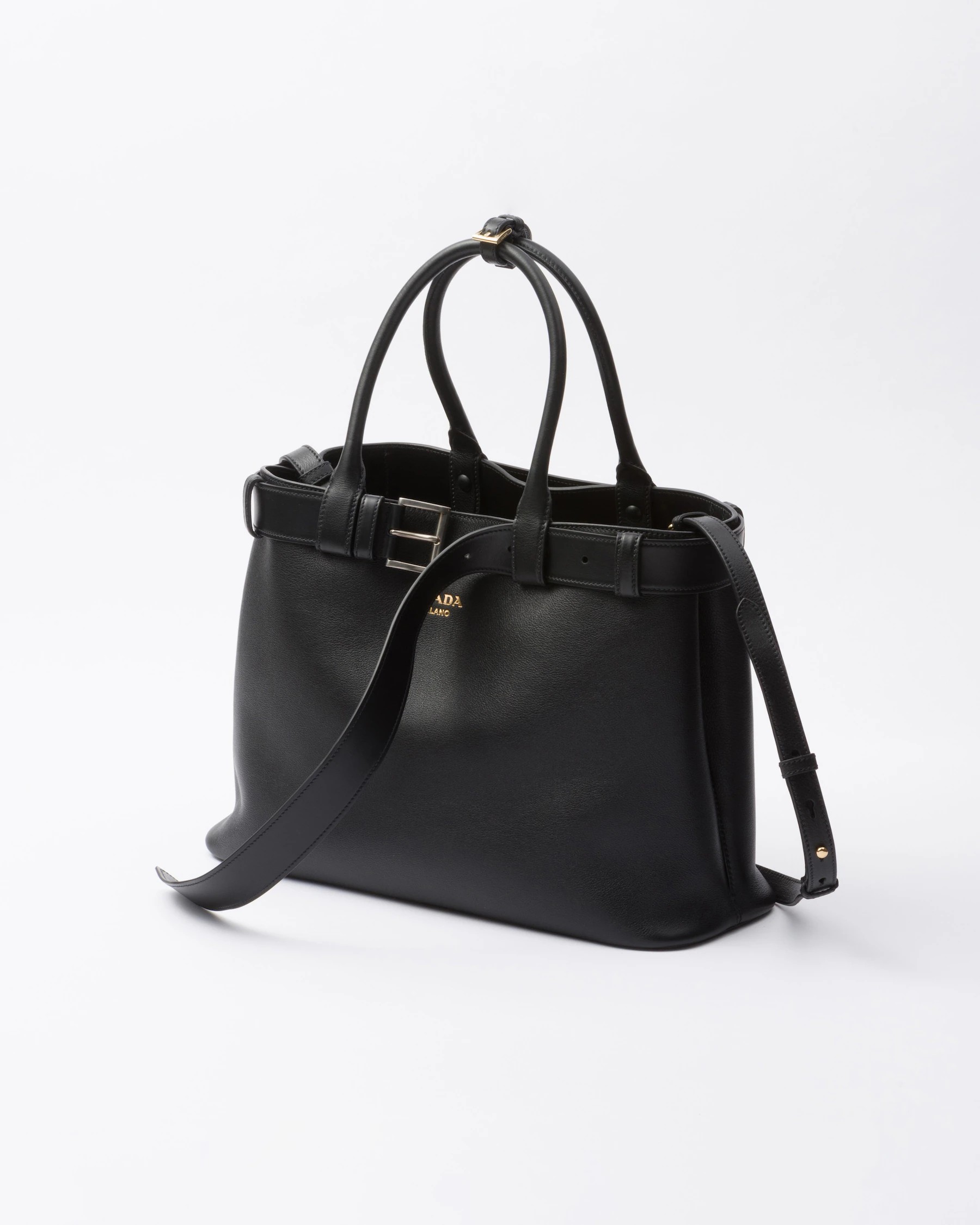 Prada Buckle large leather handbag with belt