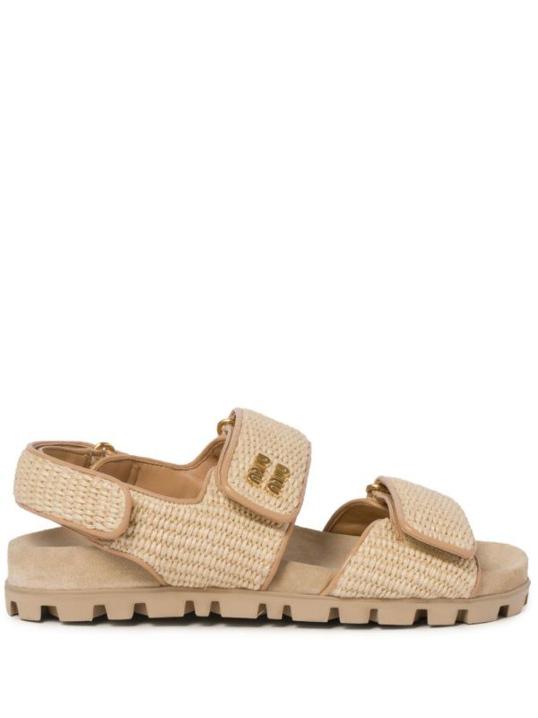  Miu Miu double-strap woven sandals