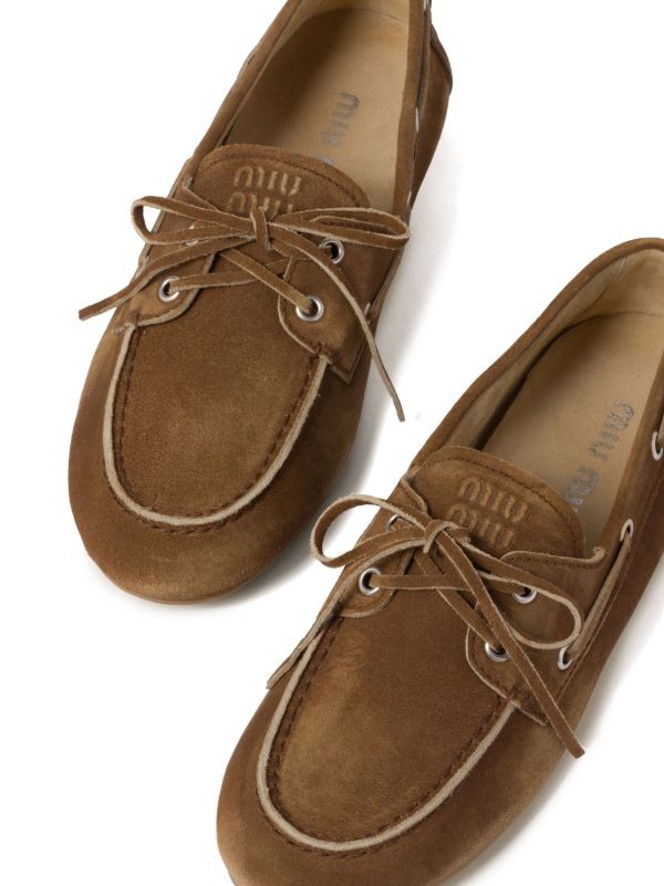 Miu Miu logo-embossed suede loafers