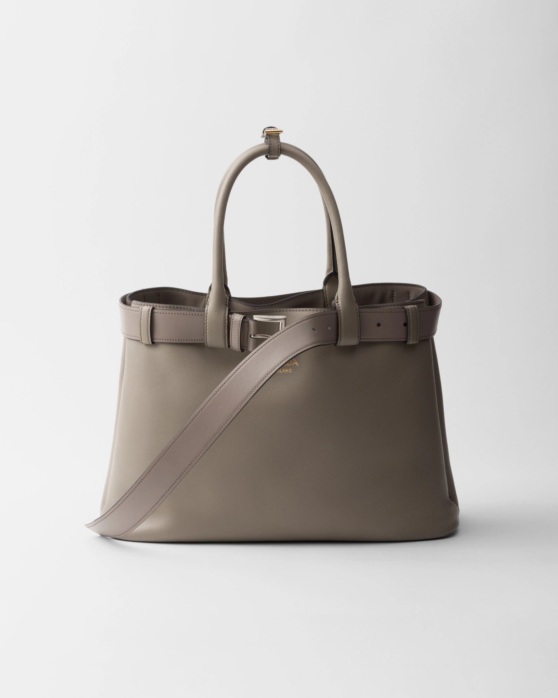 Prada Buckle large leather handbag with belt