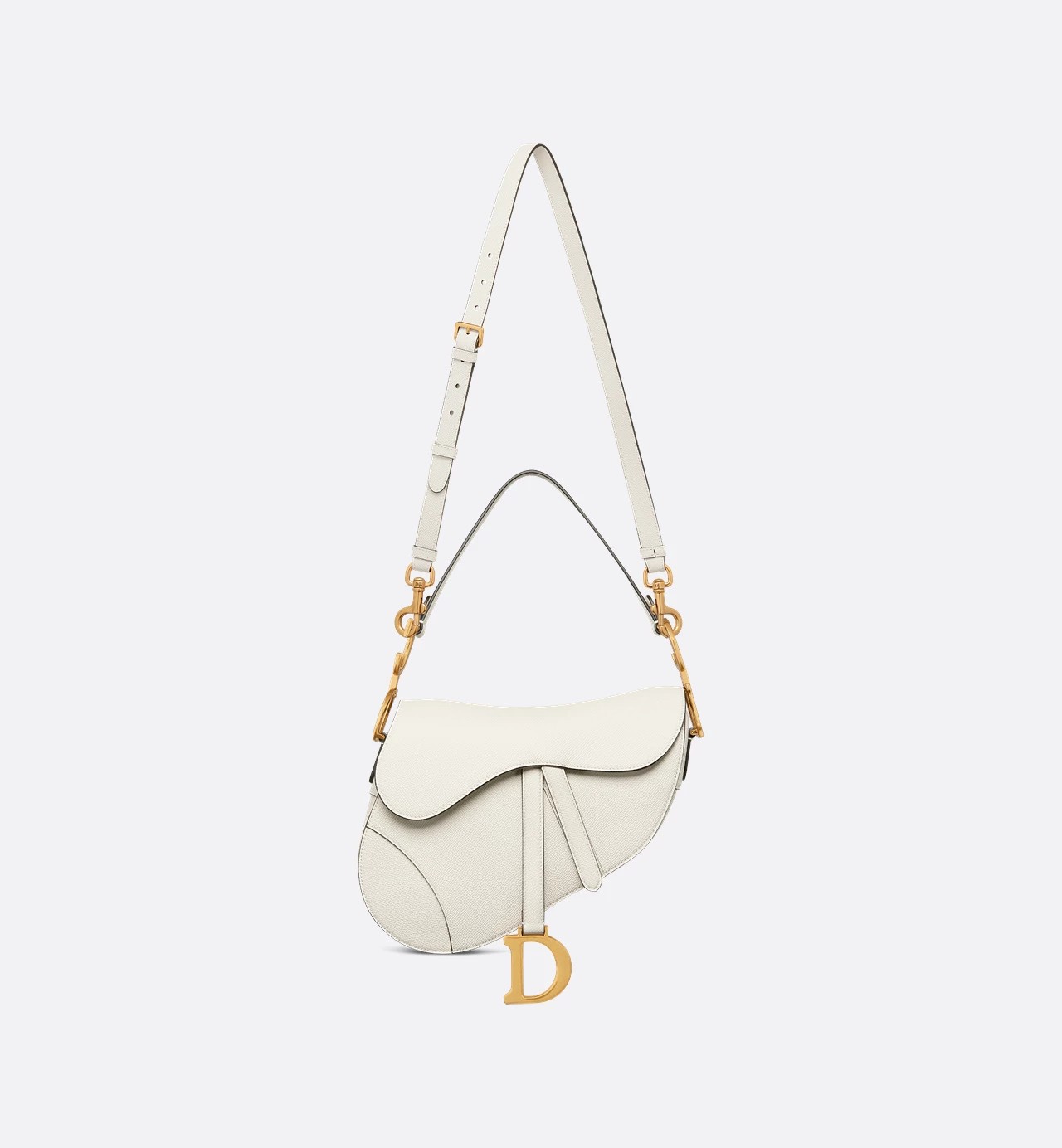 Christian Dior Saddle Bag with Strap Latte Grained Calfskin