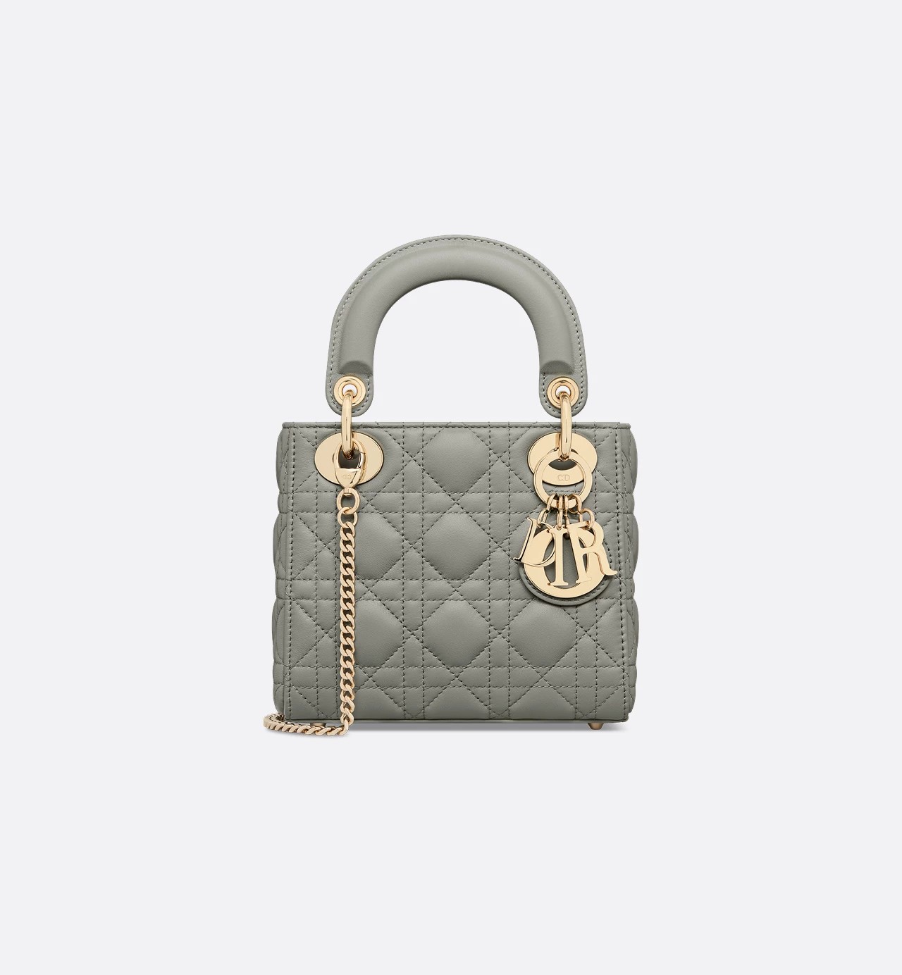 Christian Dior Mini Lady Dior Bag Stone Gray Cannage Lambskin