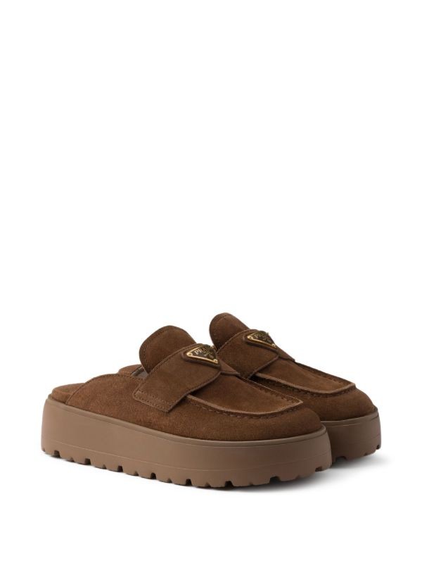  Prada suede platform mules