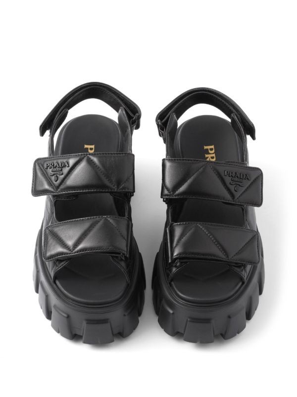 Prada triangle-logo quilted leather sandals