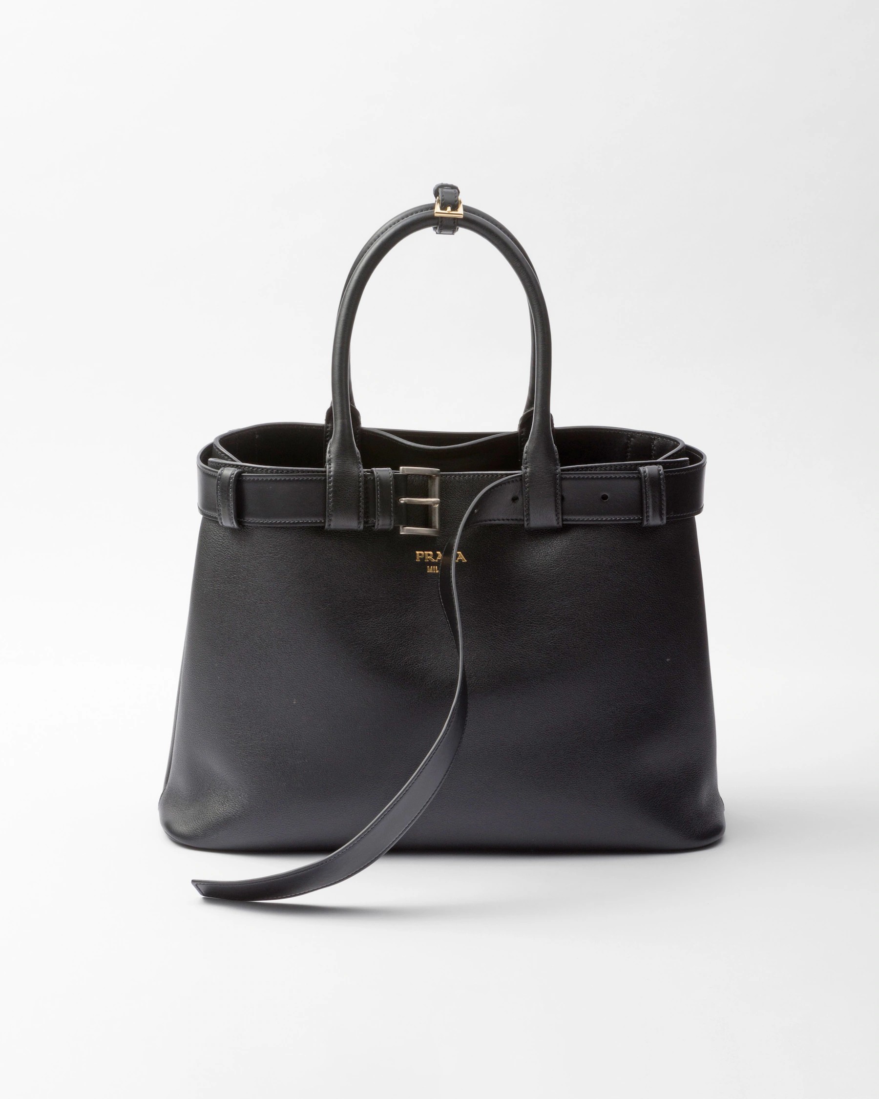 Prada Buckle large leather handbag with belt