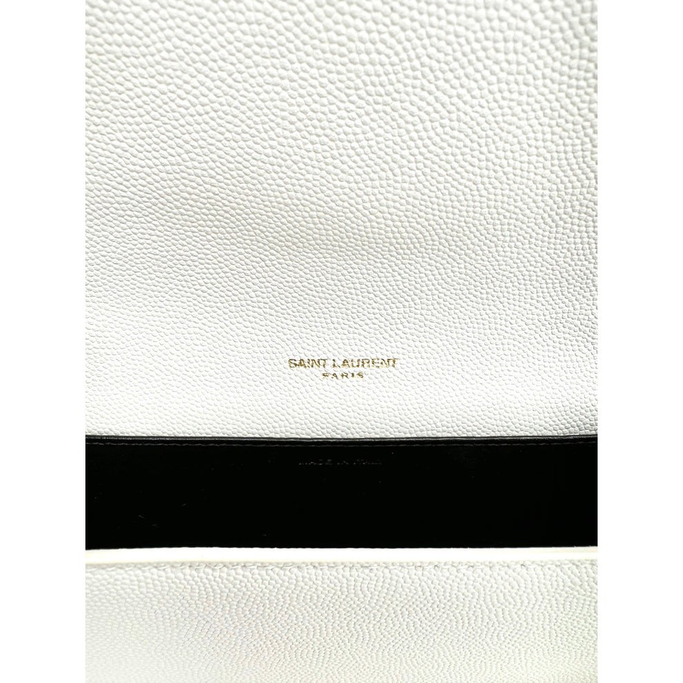 SAINT LAURENT  Grain De Poudre Monogram Uptown Chain Wallet Crema Soft