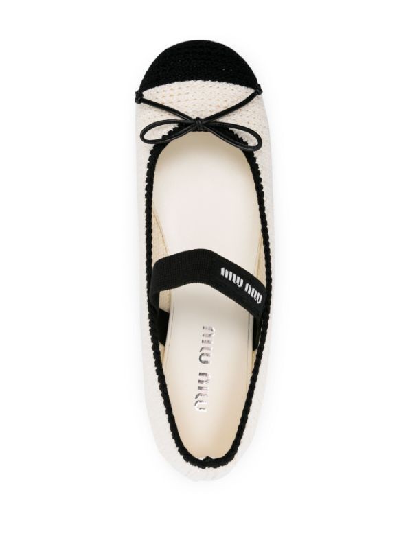 Miu Miu bow-detail knitted ballerina shoes