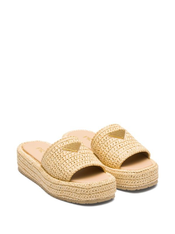 Prada triangle-logo suede slides