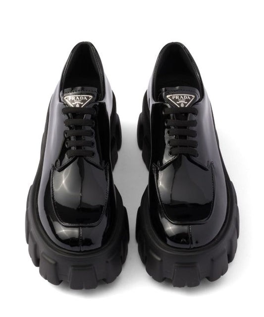 Prada Monolith patent leather lace-up shoes