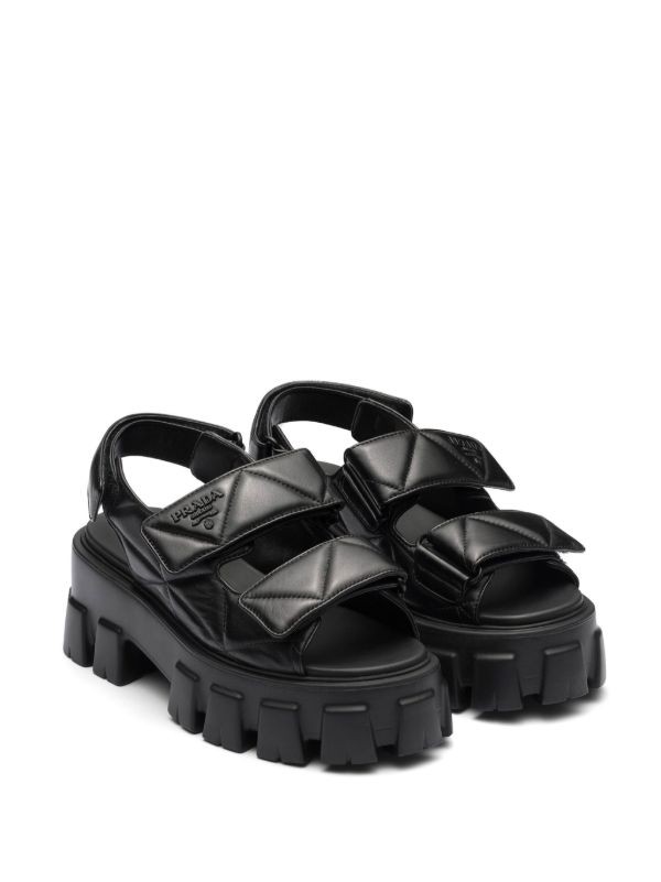 Prada triangle-logo quilted leather sandals