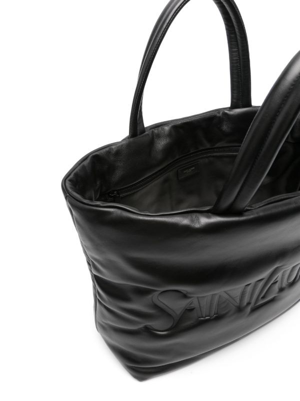 Saint Laurent logo-debossed leather tote bag
