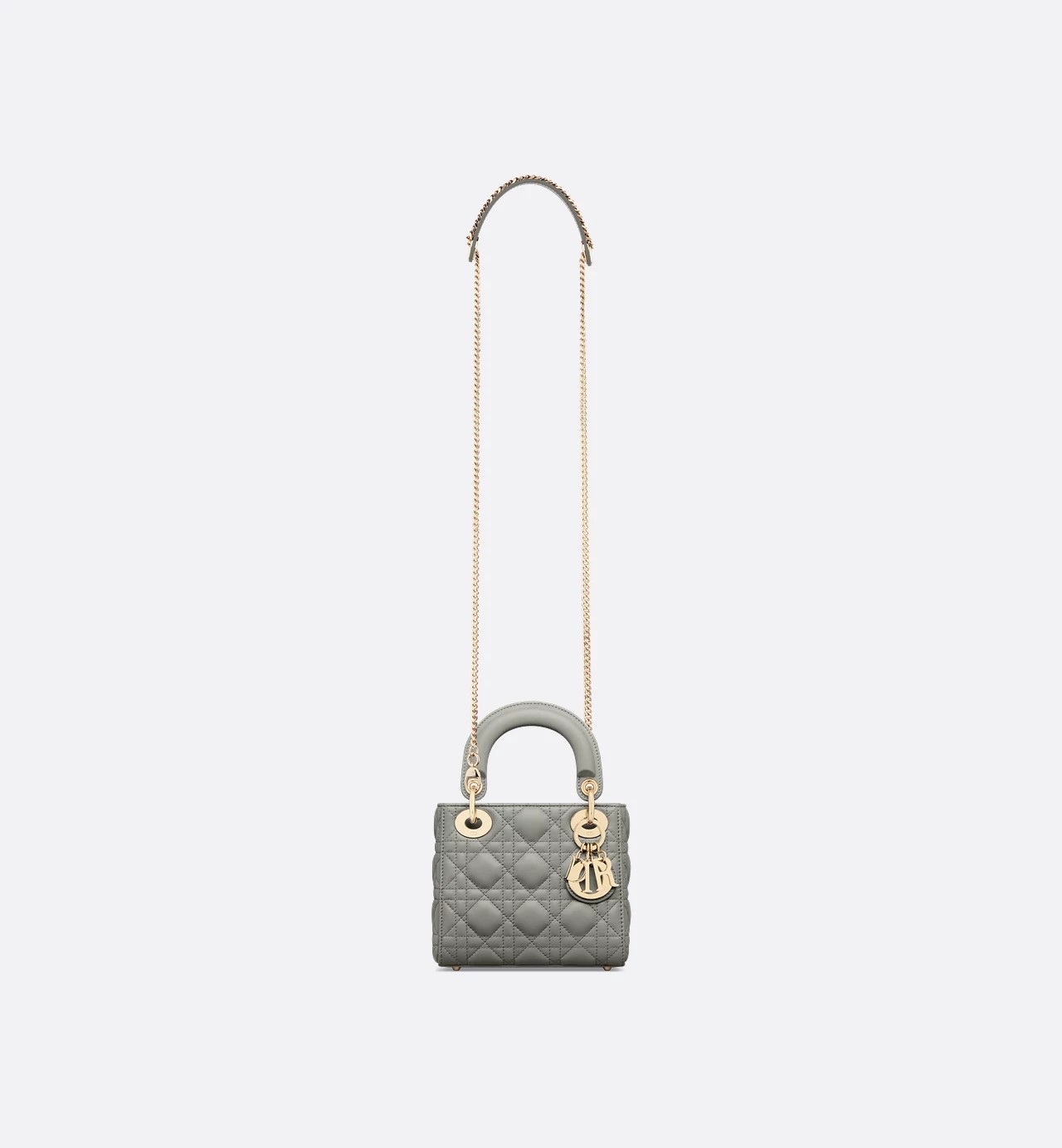 Christian Dior Mini Lady Dior Bag Stone Gray Cannage Lambskin