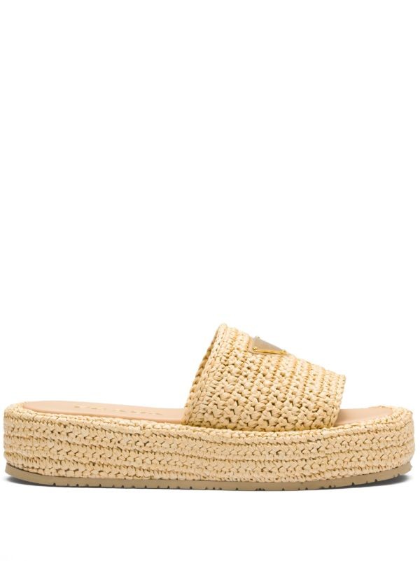 Prada triangle-logo suede slides