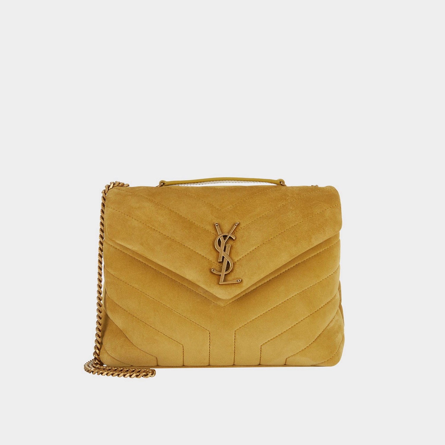 SAINT LAURENT Loulou Small Quilted Y Suede Chain Bag