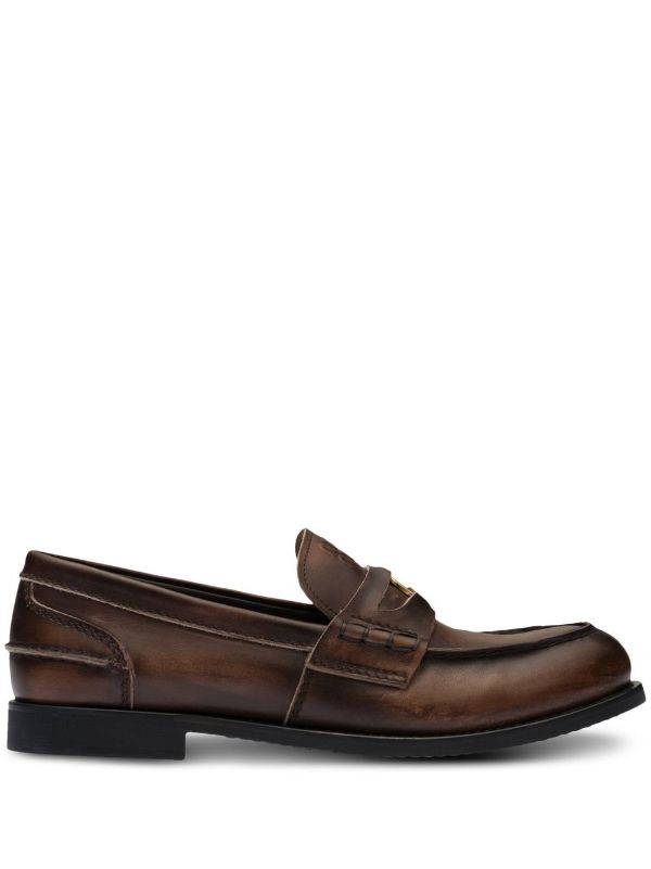 Miu Miu embossed leather penny loafers