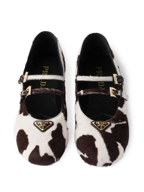  Prada triangle-logo animal-print sandals