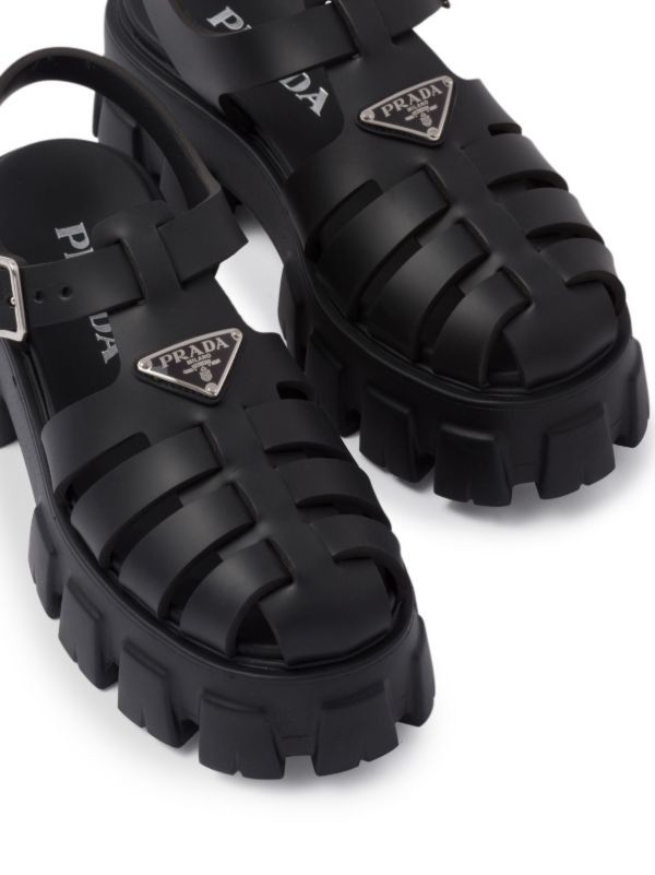  Prada 70mm Monolith caged rubber sandals