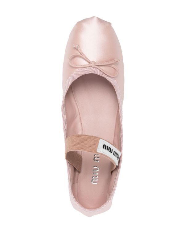 Miu Miu logo-patch satin ballet flats