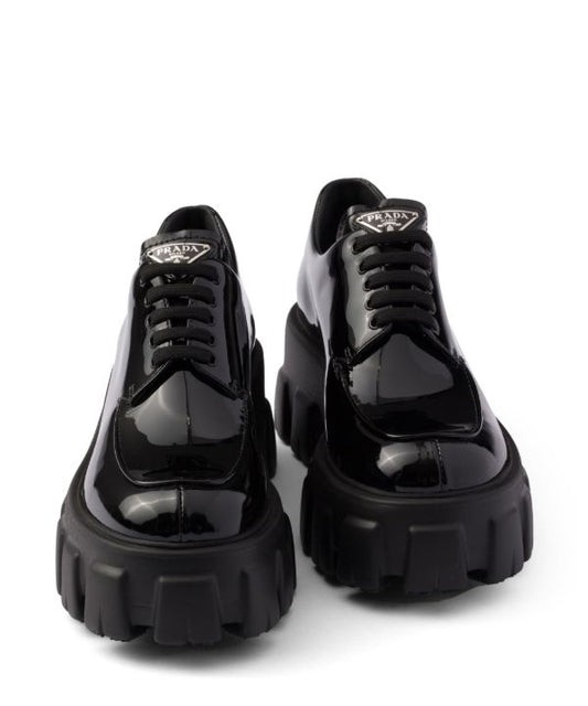 Prada Monolith patent leather lace-up shoes