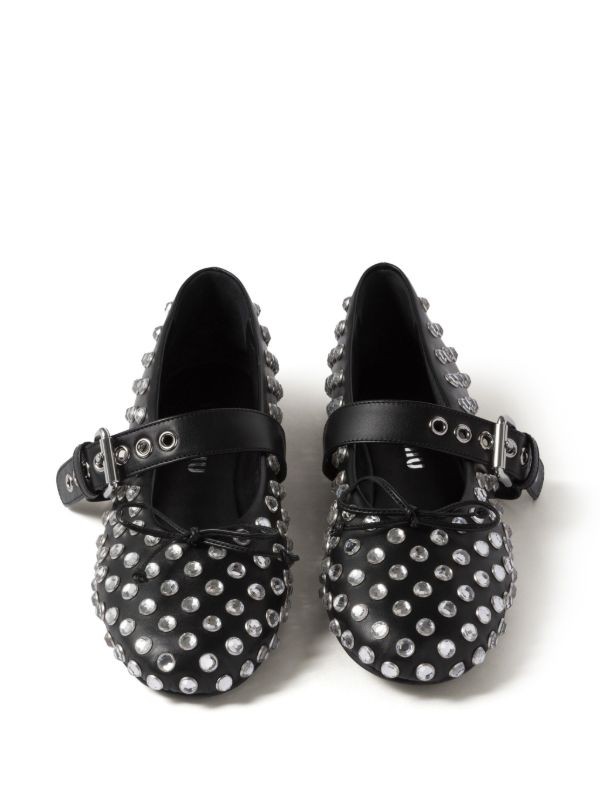  Miu Miu studded leather ballerina shoes