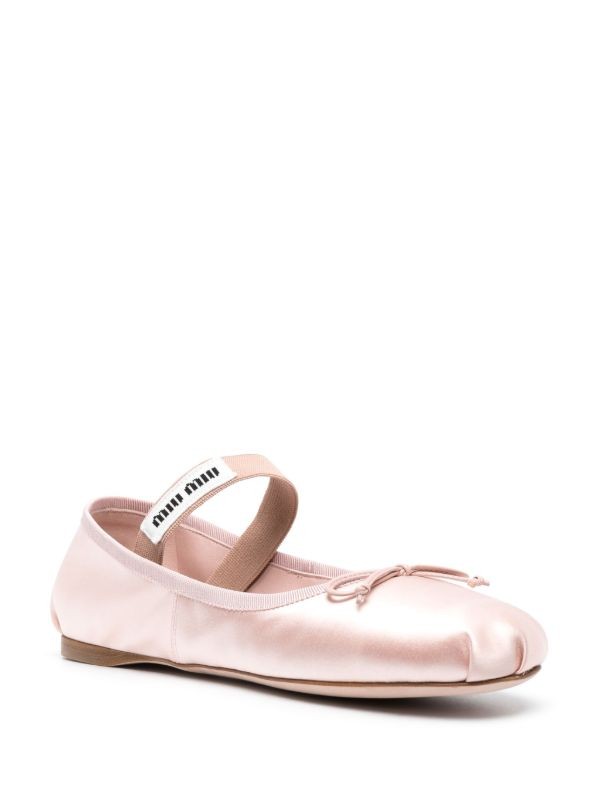 Miu Miu logo-patch satin ballet flats