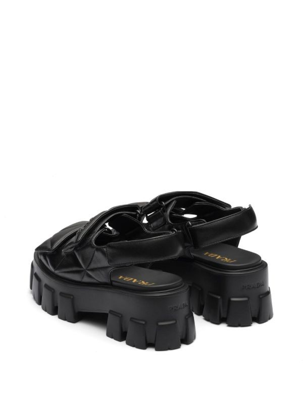 Prada triangle-logo quilted leather sandals