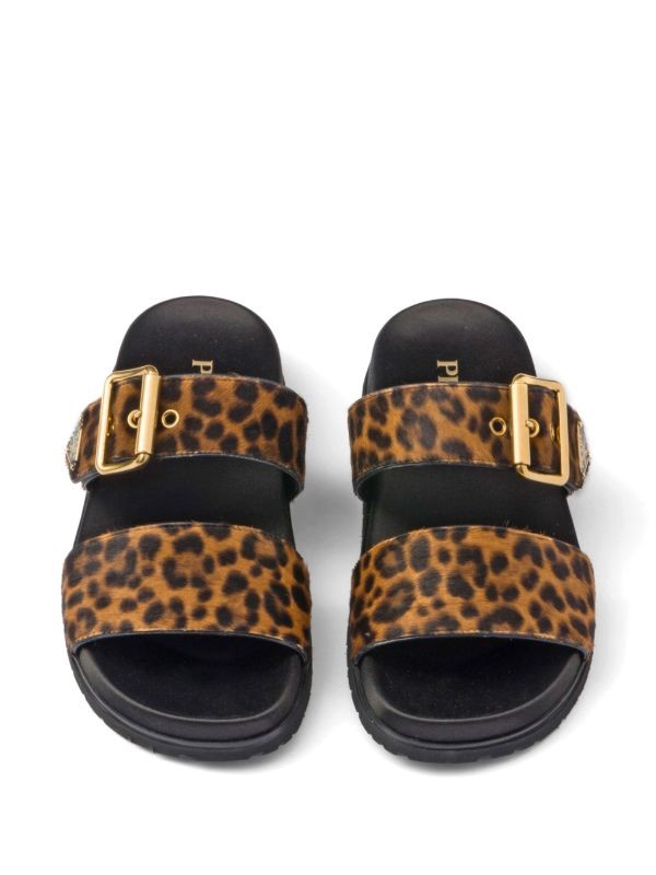  Prada triangle-logo animal-print sandals