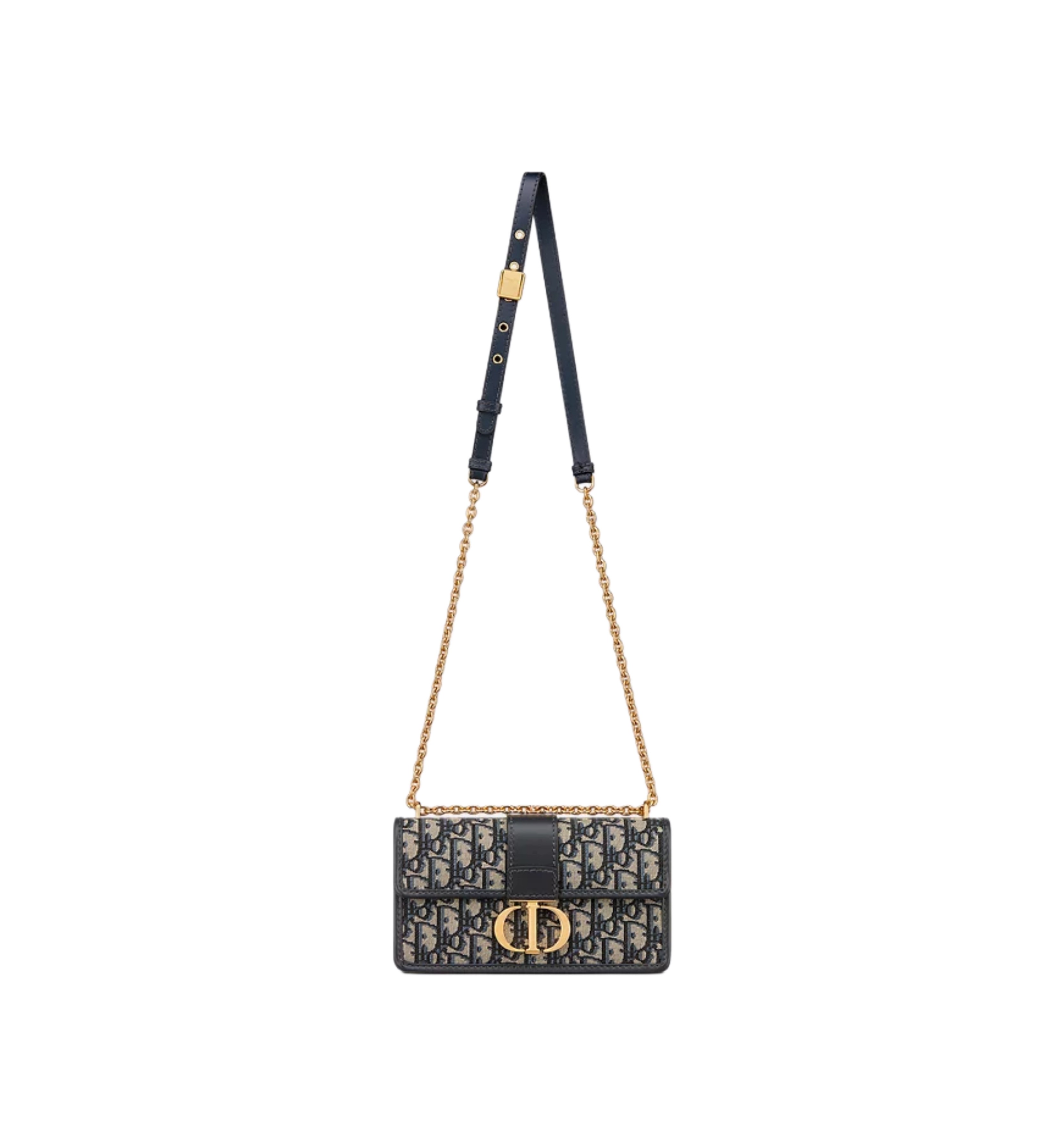 30 Montaigne East-West Bag with Chain Blue Dior Oblique Jacquard