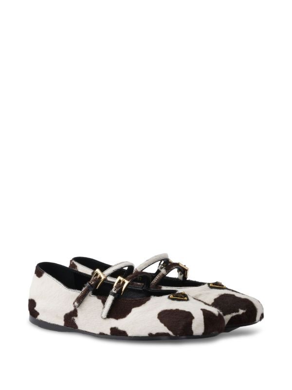  Prada triangle-logo animal-print sandals