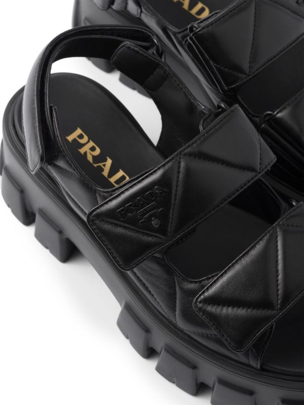 Prada triangle-logo quilted leather sandals