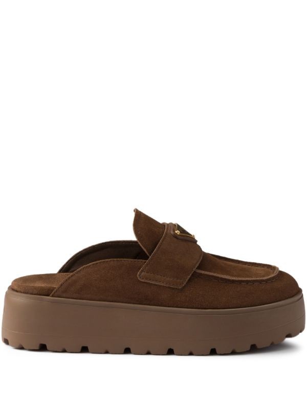  Prada suede platform mules
