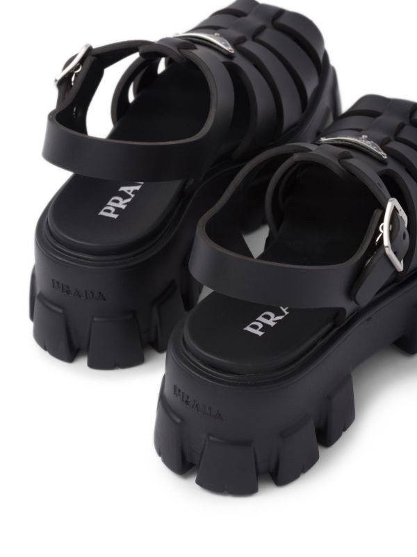  Prada 70mm Monolith caged rubber sandals