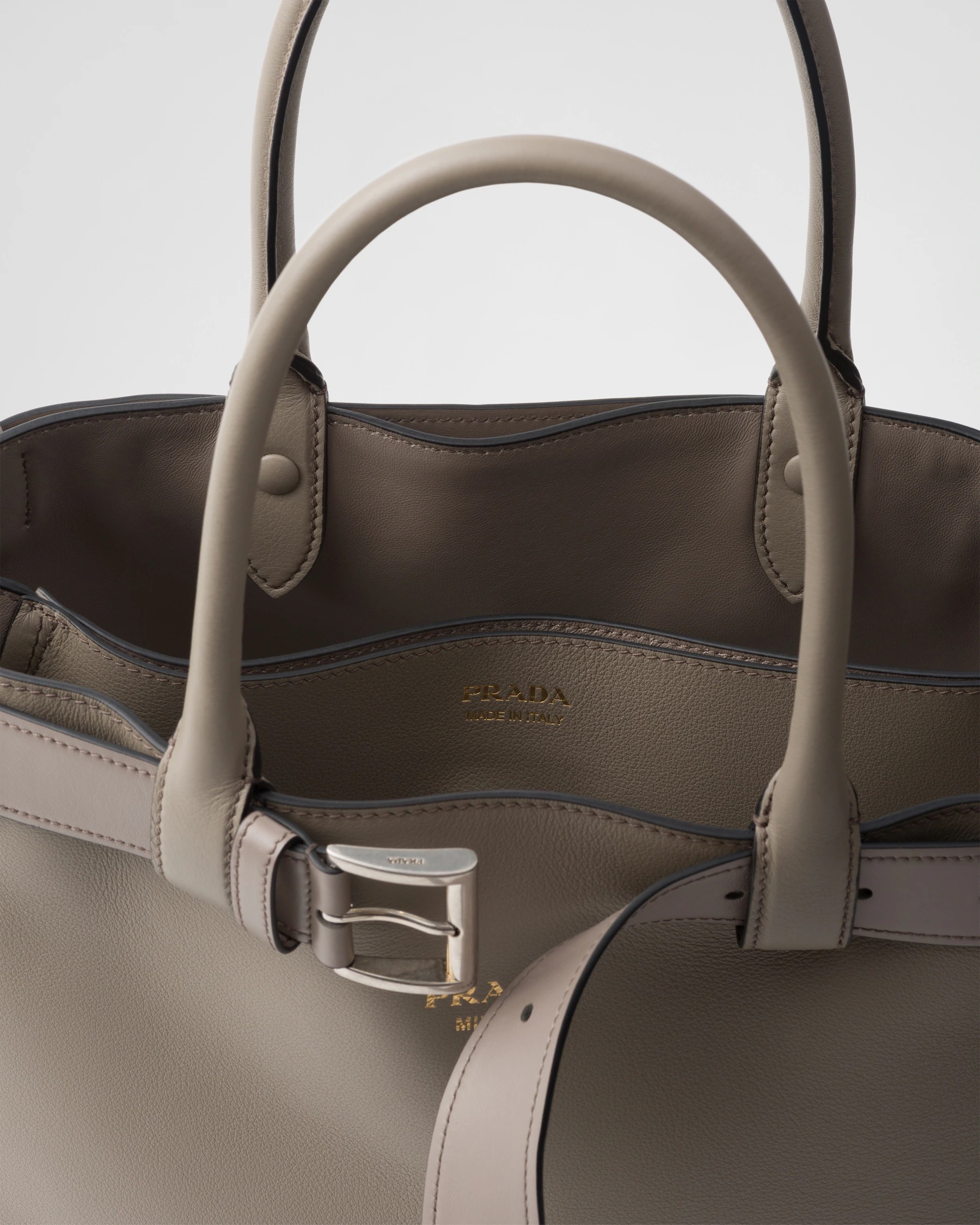 Prada Buckle large leather handbag with belt