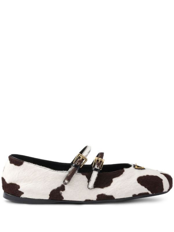  Prada triangle-logo animal-print sandals