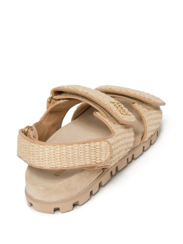  Miu Miu double-strap woven sandals