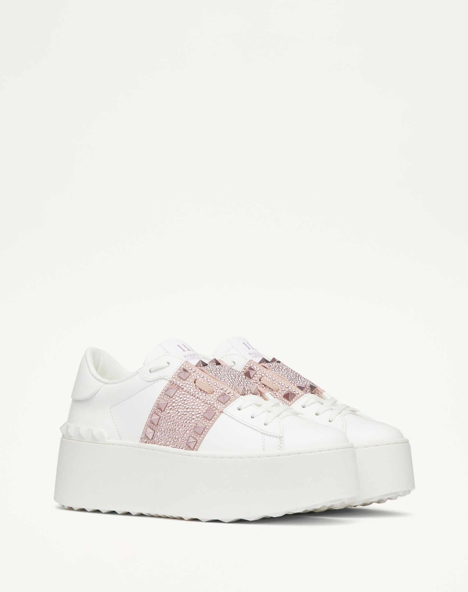 VALENTINO FLATFORM ROCKSTUD UNTITLED SNEAKER IN CALFSKIN WITH MICRO STUDS