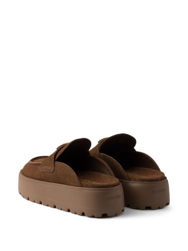  Prada suede platform mules