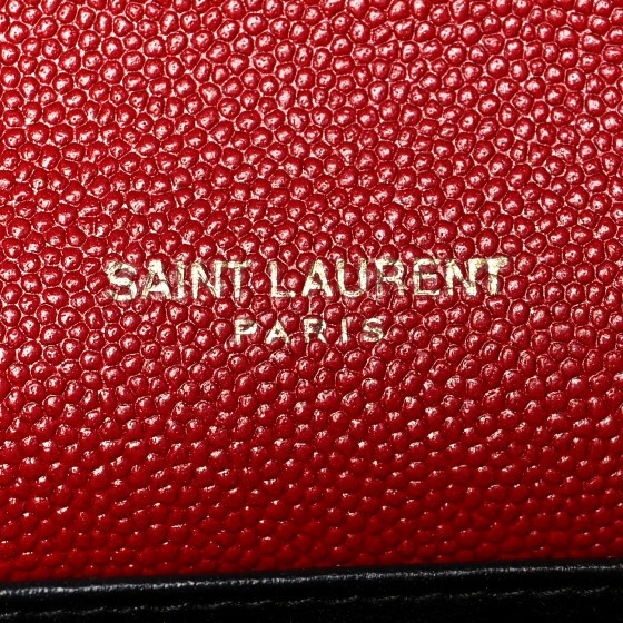 Saint Laurent Grain De Poudre Uptown Chain Wallet Red