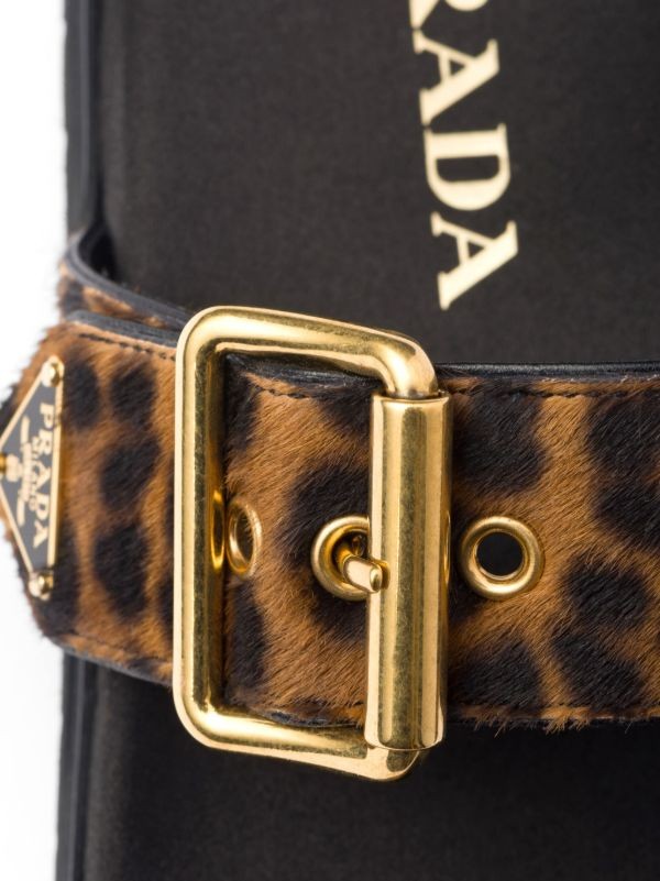  Prada triangle-logo animal-print sandals