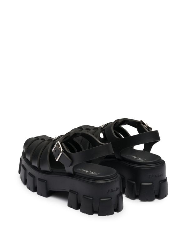  Prada 70mm Monolith caged rubber sandals