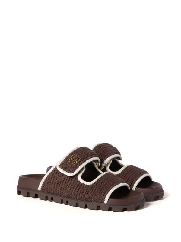  Miu Miu crochet-knit slides